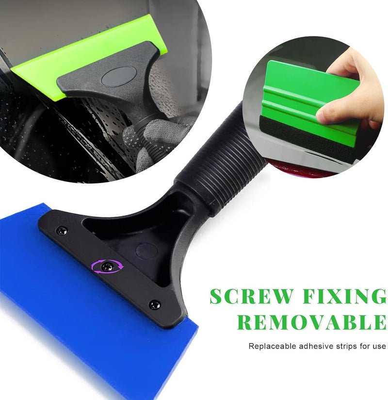 Yourkar 4 PCS Window Tint Kit Tools, Professional Vinyl Wrap Kit with Plastic Squeegee & Felt Squeegee, Universal Privacy Film Installation Tint Tools for Vehicle Glass Home (Blue+Green) - Image 3